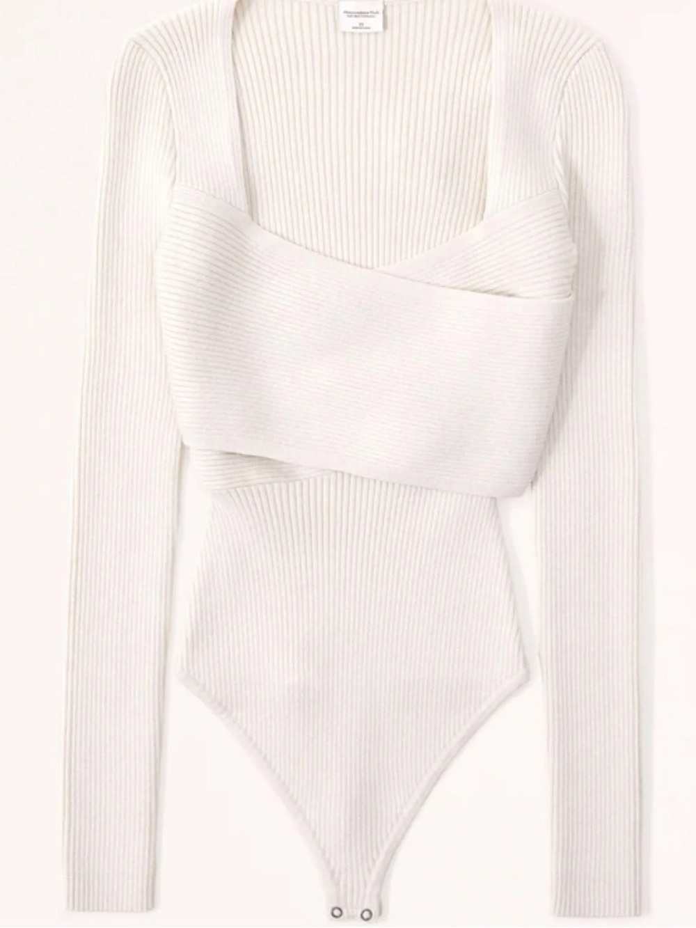 Abercrombie & Fitch Cream Ribbed Long-Sleeve Bodysuit L